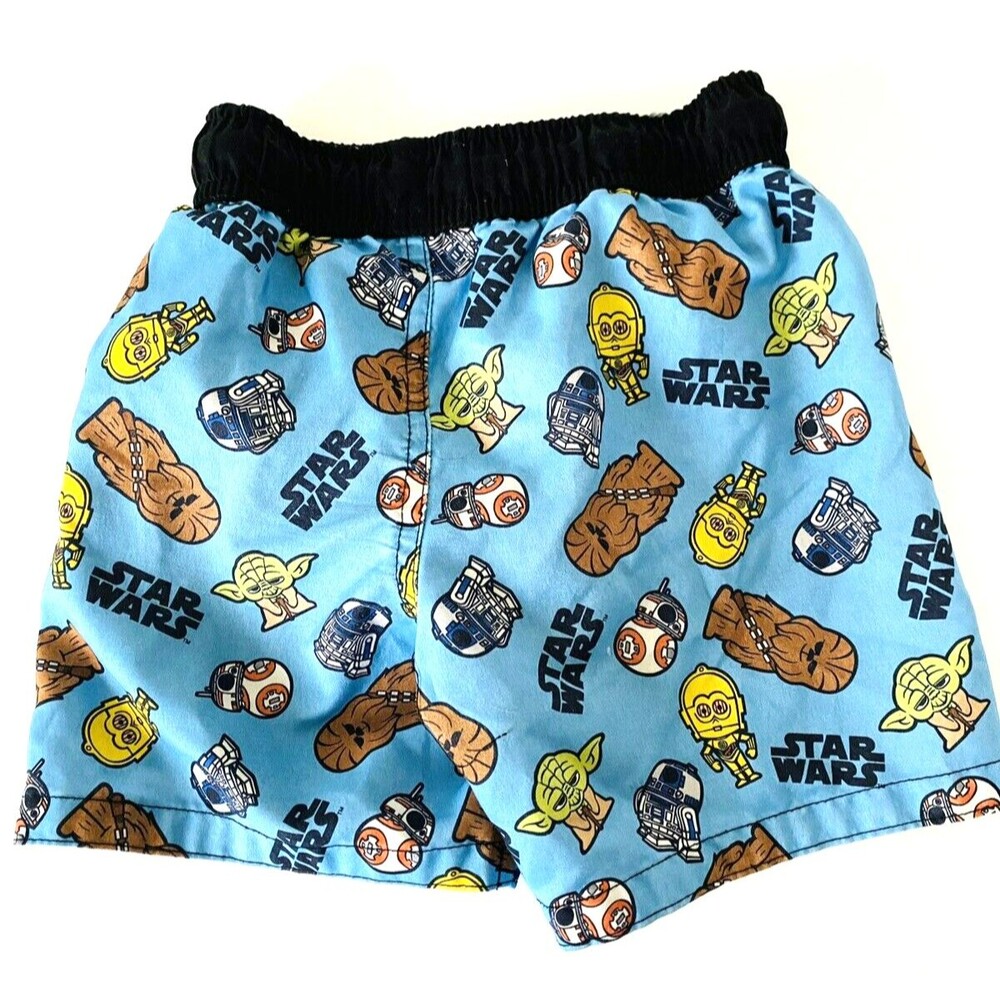 Star Wars Toddler Boys Blue Swim Shorts Trunks Chewbacca Droids Baby Yoda 3T - Picture 2 of 2
